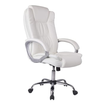 KAREN - Chaise de bureau elevable et Fauteuil inclinable en simili cuir blanc