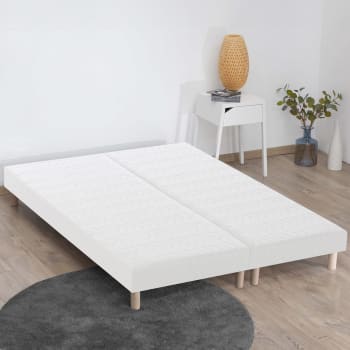 Sommier Tapissier 180x200 Cm Déhoussable - Gris - Avec Lattes Et Pieds 20 Cm - Anna