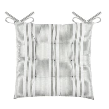 CHAUMONT - Galette de chaise esprit tapissier coton sauge 40x40 cm