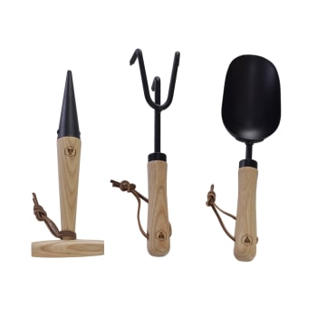 Kit 3 outils de plantation noirs et bois