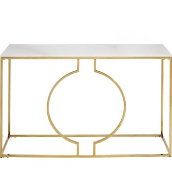 Miami loft - Console glamour in marmo e acciaio dorato 35x120x75 cm