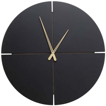 Andrea - Horloge murale noire et dorée D60