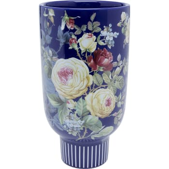 Rose magic - Vase mit Blumenmuster aus Keramik in blau
