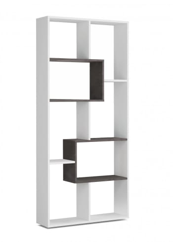 Fremont - Bibliothèque effet bois blanc, oxyde 189x25 cm