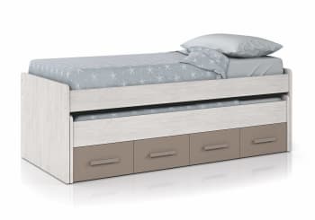 Spokane - Letto per bambini effetto legno bianco, marrone 198x96 cm