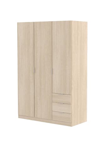 Warren - Guardaroba 3 ante effetto legno rovere 121x52h180 cm