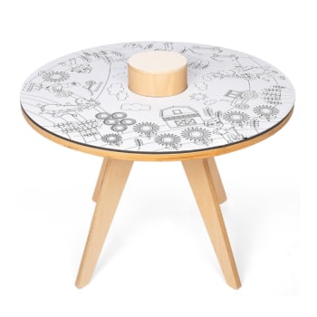 ADVENTURE MATES - Tavolo da disegno multifunzionale in legno D70 cm
