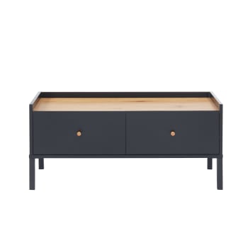 Archi - Table basse   noir et effet bois  90cm