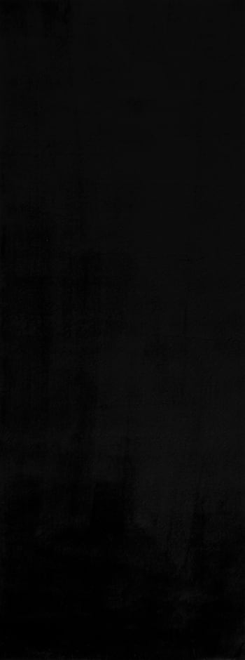 COSY - Tapis en polyester brillant motif uni noir 67x180