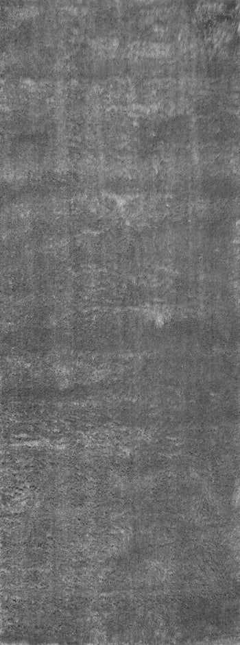 COSY - Tapis en polyester brillant motif uni gris 67x180