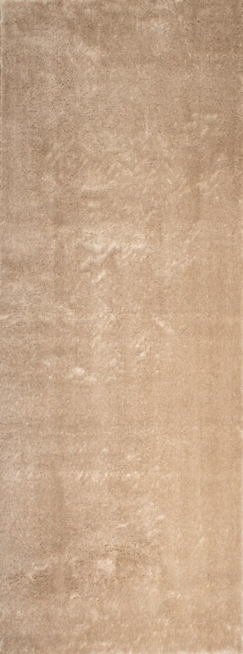 COSY - Tapis en polyester brillant motif uni beige 67x180