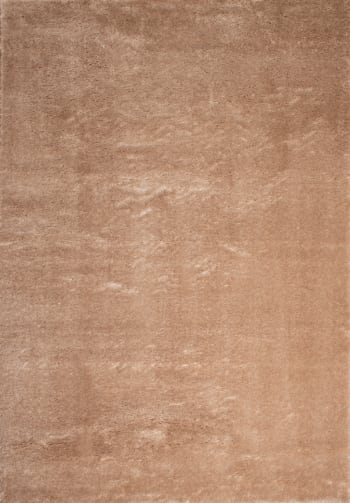 COSY - Tapis en polyester brillant motif uni beige 200x290