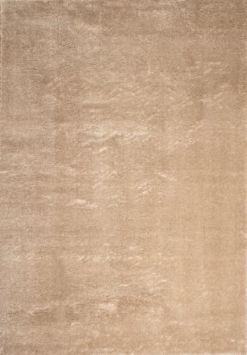 COSY - Tapis en polyester brillant motif uni beige 120x160
