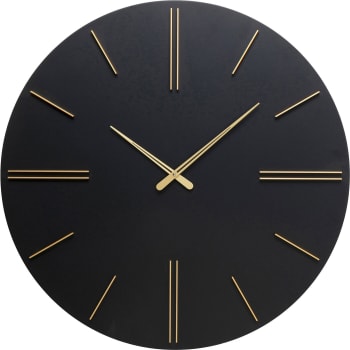 Luca - Wanduhr aus Holz und Aluminium, schwarz und gold, D70cm