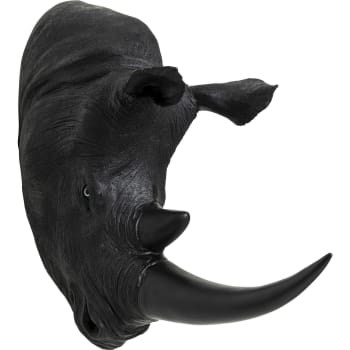 Rhino head antique - Decoración de pared en poliresina negra con cabeza de rinoceronte