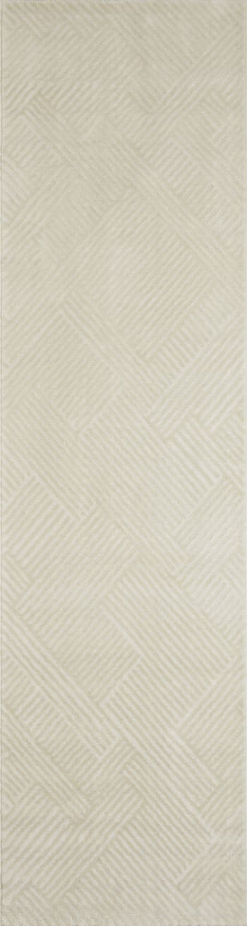 BIANCA - Tapis motif géométrique crème - 80x300