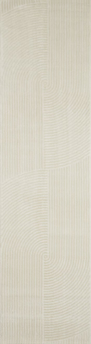 BIANCA - Tapis crème motif  en relief - 80x300