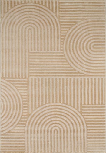 BIANCA - Tapis motif arc relief beige - 200x290