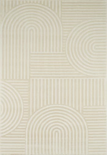 BIANCA - Tapis crème motif arc relief- 160x230