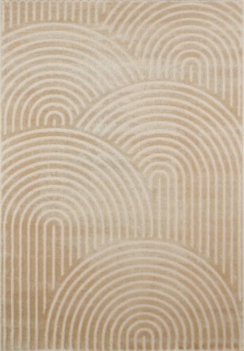 BIANCA - Tapis beige motif arc en relief- 120x160