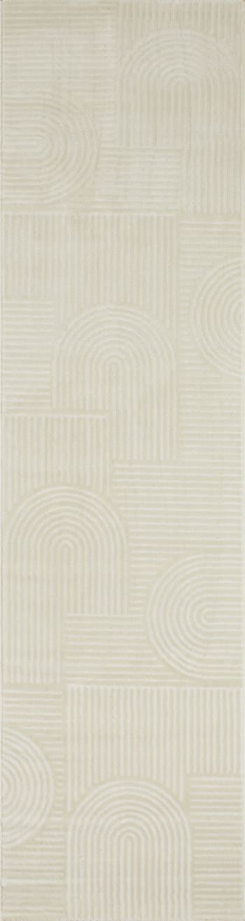 BIANCA - Tapis crème motif arc relief- 80x300
