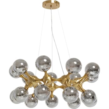Atomic balls - Lámpara colgante 18 pantallas vidrio y acero dorado