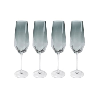 Diamond - Lot de 4 - Flûte à champagne en verre fumé
