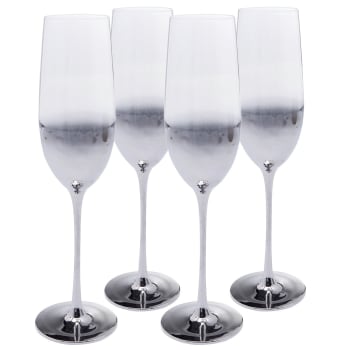 Innocent - Lot de 4 - Flûte à champagne en verre argenté