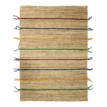 Color - Tapis en jute avec tresses en laine multicolores 120x170