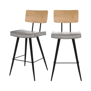 Texas - Set aus 2 Stuhl für Mittelinsel aus hellem und grauem Holz, 65 cm