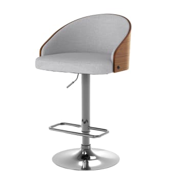 Carmelo - Chaise de bar réglable 63/84 cm en tissu gris clair