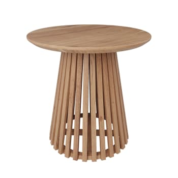 Képès - Table d'appoint ronde bois clair en bois d'acacia D50 cm