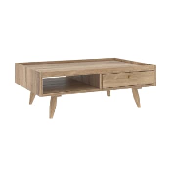 Masala - Table basse rectangulaire en bois de manguier 1 tiroir