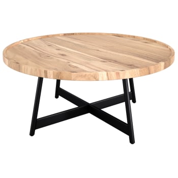 Sienna - Table basse ronde en bois d'acacia et métal D90 cm