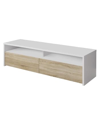 Henderson - Mobile porta TV effetto legno bianco lucido 130x40h36 cm