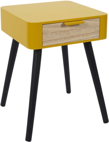 ZORAN - Table de chevet 1 tiroir bois jaune