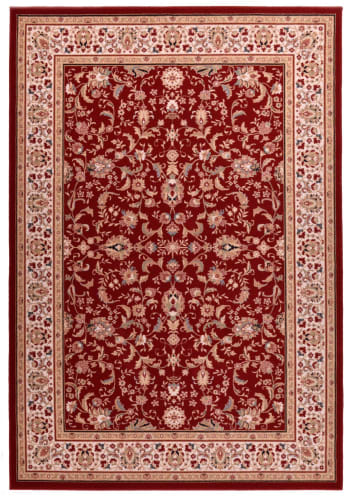 DOLNA - Tapis d'orient floral, tissé, laine naturelle rouge 160x230 cm