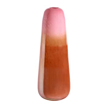 Flamingo - Vase décoratif en verre soufflé dégradé de rose à rouge H32