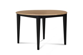 Victoria - Table ronde bois D115 cm avec 1 allonge et Pieds fuseau