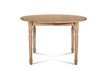 Victoria - Table extensible ronde bois D105 cm + 1 allonge et Pieds tournés