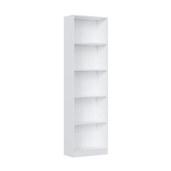 Pomona - Bibliothèque avec 5 étagères effet bois blanc