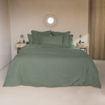 Hortense - Housse de couette lin lavé vert pistache 240x220