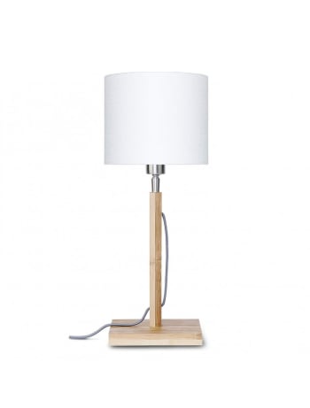 Lampe Pied en Bambou Abat-jour Blanc Bahi H 55 cm - Lampe à poser -  Décomania