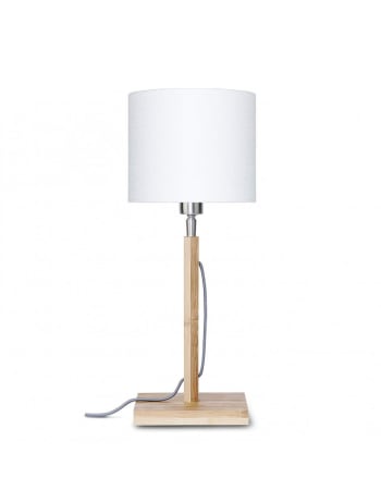 Fuji - Lampe de table bambou abat-jour lin blanc, h. 59cm