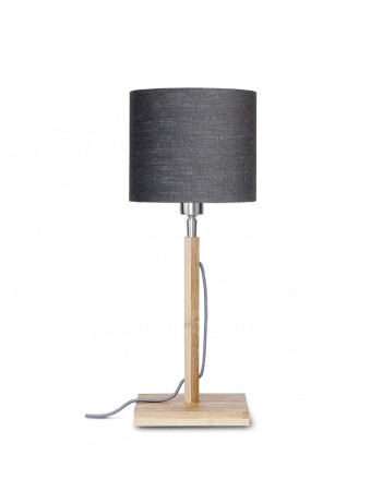 Fuji - Lampe de table bambou abat-jour lin gris fonc√©, h. 59cm
