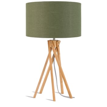 Kilimanjaro - Lampe de table bambou abat-jour lin vert for√™t, h. 59cm
