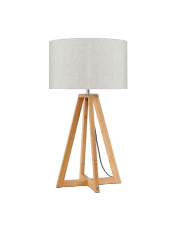 Everest - Lampe de table bambou abat-jour lin lin clair, h. 59cm