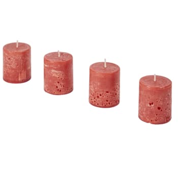 5 - Set de 4 bougies cylindriques rouges H5