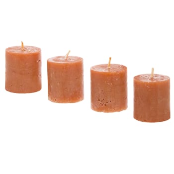 5 - Set de 4 bougies cylindriques oranges H5