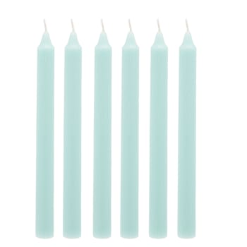 RUSTIC - Set de 6 bougies bleues clair H25